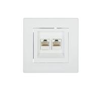 Asfora prise d'ordinateur double 2xRJ45 kat.5e blanc avec cadre EPH4400121