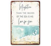 asfqweff Mightier Than The Waves Of The Sea If His Love For Me, Psaume 93:4 - Décoration murale avec verset de la Bible - Décoration murale pour bureau - 20,3 x 30,5 cm