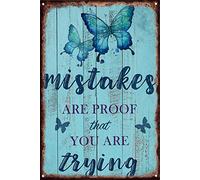 asfqweff Poster « Mistakes Are Proof That You Are Trying Iron » - Décoration murale vintage pour café, bar, pub, maison, bière, artisanat, cadeau pour maman, papa, grand-père et grand-mère - 15,2 x
