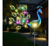 Asfrode Lampes Solaires pour Jardin Extérieur, Lumière Solaire Borne Paon Métal Décoration de Jardin Guirlande Lumineuse Solaire IP65 Étanche Déco Balcon Terrasse Pelouse Cour