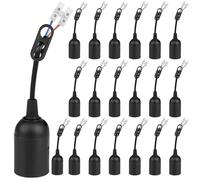 Asfrode Lot de 20 Douilles E27 Baufassung avec Câble Noir 250V Plastique Rénovation Raccord Rapide Décharge de Traction pour Plafonniers Appliques Lampes de Table Lampadaires Douille de Remplacement