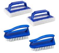 Asfrode Lot de 3 brosses à éponge pour piscine - Avec poignée - Pour nettoyer la saleté et la mousse - Bleu foncé