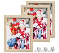Asfrode Lot de 3 cadres photo en bois, 21 x 29,7cm Format Cadre photo A4, à poser sur une table ou à accrocher au mur, Pour collage de portraits, certificats (Blanc bois)