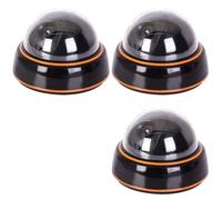 Asfrode Lot de 3 caméras factice avec 3 autocollants d'avertissement de surveillance vidéo - Caméra de surveillance factice avec lumière LED rouge pour mur et plafond