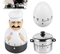 Asfrode Lot de 3 minuteurs de cuisine mécaniques de 60 minutes avec alarme puissante, minuteur à œufs, minuteur de cuisine, minuteur pour la cuisine et l'apprentissage