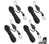 Asfrode Lot de 4 cordes de tension réfléchissantes de 5 m avec tendeur de corde, corde réglable de 6 mm avec crochet, cliquet, corde de tente, corde de tente, corde de tente, corde de tente, corde de