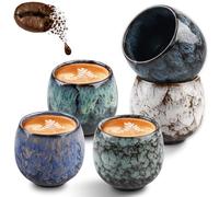 Asfrode Lot de 5 tasses à expresso de 100 ml de qualité supérieure en faïence sans anse, à paroi épaisse, tasses à thé, cappuccino, pour expresso, moka, macchiato, thé