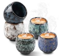 Asfrode Lot de 5 tasses à expresso en céramique de 100 ml - Sans anse - En faïence - À paroi épaisse - Pour expresso, moka, macchiato et thé
