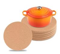Asfrode Lot de 6 dessous de plat ronds en liège - 19 cm d'épaisseur - Grand dessous de verre en liège multifonction - Pour casseroles, plats à gratin et poêles