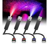 Asfrode Starlight Lot de 4 projecteurs de ciel étoilé pour voiture - Lumière LED - Plusieurs modes - Plug and Play - Veilleuse pour voiture, plafond, chambre à coucher, fête
