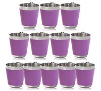 Asfrode Verres à Shot en Acier Inoxydable avec Chaîne, Lot de 12 Pièces 30ml Gobelet à Liqueur Housse en Cuir Verre à Shot Métal 30ml à Suspendre Réutilisable pour Mariages Carnavals Soirées Camping