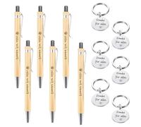 ASFWAGQ Lot de 6 stylos à bille de remerciement et porte-clés - Cadeau d'adieu - Merci pour tout petit cadeau pour collègues, employés, enseignants, éducateurs