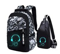 Asge Sac à dos d'impression scolaire en tissu Oxford pour garçons jeunesse réfléchissant extérieur