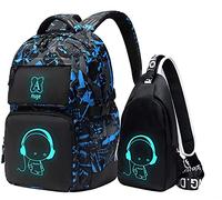 Asge Unisex-Enfants Rucksack Cartables scolaires, Bleu, M EU