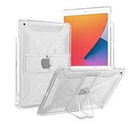 Asgens Coque Transparente pour iPad 10,2 Pouces (2021/2020/2019), iPad 9e/8e/7e Génération, avec Porte-Crayon/Béquille, en TPU Souple avec Coins Renforcés, Résistante Impacts