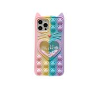 Asgens Fidget Pop Coque pour iPhone 11 6.1", Mignonne Dessin Animé Chanceux Chat Bling Étoiles Pousser Les Bulles Silicone Coque de Téléphone pour Apple iPhone 11 6.1 Pouces