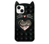 Asgens Fidget Pop Coque pour iPhone 13/14, Dessin Animé Chat Noir Sables Mouvants Scintillantes Bulles Résistant aux Chocs Coque Souple en Silicone pour Apple iPhone 13/14 6.1"