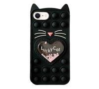Asgens Fidget Pop Coque pour iPhone 6/6S/7/8/SE 2020, Dessin Animé Chat Noir Sables Mouvants Scintillantes Bulles Résistant aux Chocs Coque Souple en Silicone pour Apple iPhone 6/6S/7/8/SE 2020 4,7"