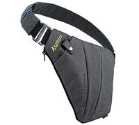 Asgens Sac Bandoulière des Sports Poitrine Antivol Sécurité Bandoulière Sac de Messager pour Voyager en plein air (Gris/Pour le Droit)