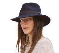 Ash Fedora - Chapeau Fedora Femme Homme Feutre de Laine Automne/Hiver Taille Ajustable - Taille: L-XL/59cm - Minuit