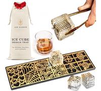 Ash Harbor Bac à glaçons transparent - Moules à glaçons modernes pour bourbon et cocktails - Moule à whisky - Accessoires de barman - Presse à glace en cuivre