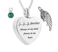 Ash pour frère humain, bijoux avec Birthstone Steel Brother toujours dans mon esprit ... pour les hommes femmes