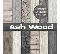 Ash Wood Scrapbook Paper Craft Pad: 12 Rustic Wooden Designs, 36 Double-Side Sheets Printed on 8.5"x8.5" Size Paper With Premium Color. Perfect for ... Cardstock, DIY Project, Album, Decoupage Etc.