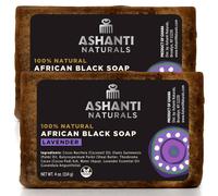 Ashanti Naturals African Black Soap Bar | Savon noir naturel avec du beurre de karit cru et de l'huile de noix de coco - 2pk 4 oz (lavendar)