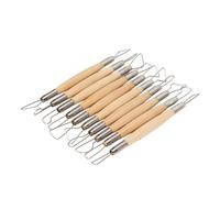 ASHATA 10 Pièces Outils de Sculpture en Argile à Double extrémité, Outils de Modélisation de Sculpture de Poterie à Manche en Bois pour la de Citrouille en Céramique de Cire d'Argile, Ensemble