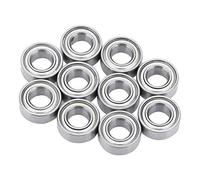 ASHATA 10pcs 105zz Mini roulements à Billes, Roulements à Billes en Acier chromé Mr 105 ZZ avec Une résistance à l'usure de 6000 TR/Min pour imprimante 3D (5x10x4mm) - Argent