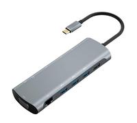 ASHATA 12 Po HUB USB C, Station d'accueil pour Adaptateur Multiport avec 4K HD VGA 3XUSB 3.0 Gigabit Ethernet PD Charge pour Ordinateur Portable PC