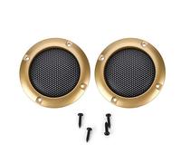 ASHATA 2 Pcs Haut-Parleur Audio Couverture, Cercle Métal Maille Cercle de Treillis en Acier décoratif d'enceinte de Haut-Parleur 2 Pouces (Or)