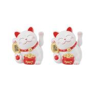 ASHATA 2 Pièces Bras Agitant de Chat Porte-Bonheur, Statue de Chat de Fortune de 5,5 Pouces, Décorations Mignonnes de Signe de Bienvenue pour L'ouverture de Magasin, Comptoir de Caisse, (MLY11020-1