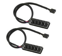ASHATA 2pcs PWM Fan Hub, C CPU Cooling 4 PIN Fan Power Cable Hub Splitter Adapter Sleeved PWM Case Fan Splitter, PWM Fan Splitter Hub Adapter Cable for Computer Desktop Case