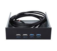 ASHATA 5,25" Panneau frontal 4 ports USB, panneau avant multifonction 19 broches vers USB 3.0 USB 2.0 4 ports pour Windows, XP, Vista, Windows 7 32 et Windows 64 bit