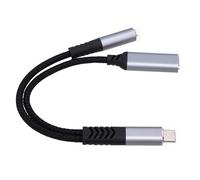 ASHATA Adaptateur de Chargeur de Casque USB C vers 3,5 Mm, Adaptateur de Son 2 en 1 AUX vers USB C intégré, Puce DAC Intelligente, Prise en Charge 24 Bits 96 KHz PD 60 W, Charge Rapide