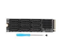 ASHATA Adaptateur M.2 à SATA 3.0 9-Port, M.2 NVME M Key PCIE3.0 X2 to Serial ATA 3.0 Converter Drive Extension Carte, pour Ordinateur de Bureau
