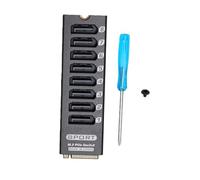 ASHATA Adaptateur M.2 vers Série 3.0, Carte D'extension PCIe 3.0 en Alliage D'aluminium, 8 Ports 6 Gbit/s avec Dissipateur de Chaleur à Puce ASM1166, Indicateurs LED pou