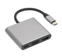 ASHATA Adaptateur USB C vers, Adaptateur Vidéo 3 en 1 4K USB C vers, Port de Sortie USB 3.0 Port de Charge USB C, Adaptateur USB C Portable, pour Ordinateur Portable, Tablette,