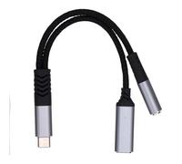 ASHATA Adaptateur USB C vers Casque et Chargeur 3,5 Mm, Câble 2 en 1 de Type C vers Prise Auxiliaire avec Charge Rapide PD 60 W, Prise en Charge 24 Bits 96 KHz, pour Téléphone,