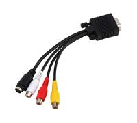 Ashata Adaptateur VGA vers AV VGA SVGA vers S-vidéo 3 RCA AV TV adaptateur convertisseur connecteur câble pour ordinateur portable