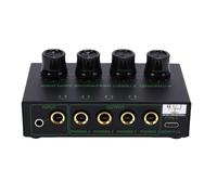 ASHATA Amplificateur de Casque 4 Canaux, Mini Répartiteur D'écouteurs Multicanaux avec Port d'alimentation USB, Réglage du Volume, Amplificateur de Casque Stéréo Portable, Boîtier en