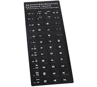 ASHATA Autocollants pour Clavier Espagnol, Autocollants de Remplacement Imperméables pour Clavier Espagnol avec Lettres Blanches sur Fond Noir pour Ordinateur Portable de 10 à 17