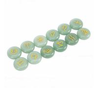 ASHATA Aventurine 12 Pièces Ensemble de Pierres Runiques en Cristal Gravées pour les Chercheurs Spirituels, Parfait pour la Méditation, le Yoga et les Projets Créatifs