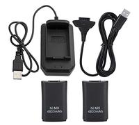 ASHATA Batterie Rechargeable pour Manette Xbox 360, 2 Batteries 4800 MAh + Câble de Charge + Support de Charge, Ensemble Batterie et Chargeur Professionnels pour Xbox 360, default