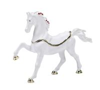 ASHATA Boîte à Bibelots Cheval en émail Blanc |Boîte à Bijoux à Charnière Décorative en Peinte à la Main