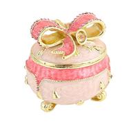 ASHATA Boîte à Bijoux émaillée Style Nœud Papillon, Boîte Décorative Vintage Peinte à la Main pour Ranger Bagues, Colliers, Accessoires en Alliage Métallique Durable (PINK)