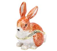 ASHATA Boîte à Bijoux en Lapin en émail Peinte à la Main |Mini Boîte à Bijoux pour Bagues, Boucles d'oreilles, Colliers