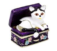 ASHATA Boîte à Bijoux pour Chat en émail Peinte à la Main |Mini Coffre au Trésor en Métal pour Bagues, Accessoires et Cadeaux