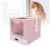 ASHATA Boîte à Litière pour Chats en Acier Inoxydable, XL, Grande Litière Fermée avec Conception de Tiroir pour Un Nettoyage Facile, Protection Contre la confidentialité, à 360 Degrés (Pêche Rose)